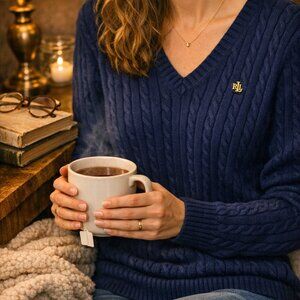 Ralph Lauren Men's Deep Blue V-Neck Sweater